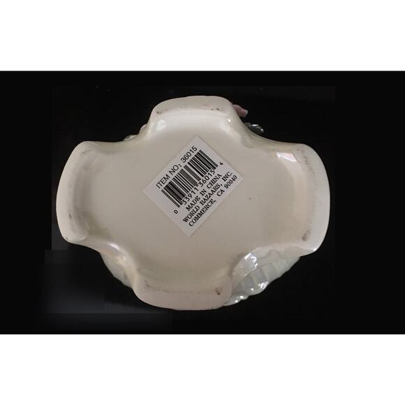 World Bazaars, Inc. Opalescent ceramic cache pot with 3D raised flower - Picture 4 of 6